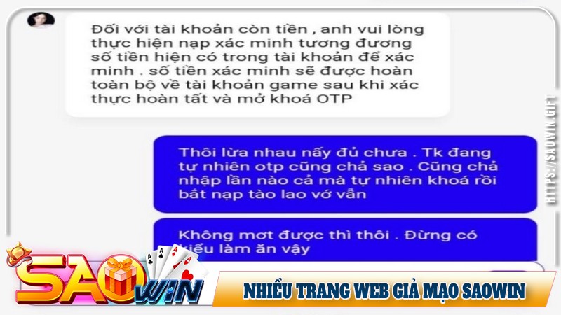 Có nhiều trang web giả mạo Saowin để tiếp cận bet thủ